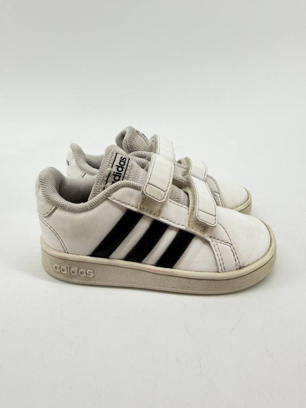 adidas Grand Court Toddler Shoes White Black Hook Loop Size 7K EF0116